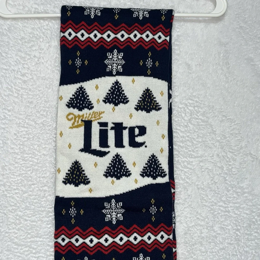 Miller Lite Beer Scarf Molson Coors Brewing Winter Christmas Ugly Sweater Theme
